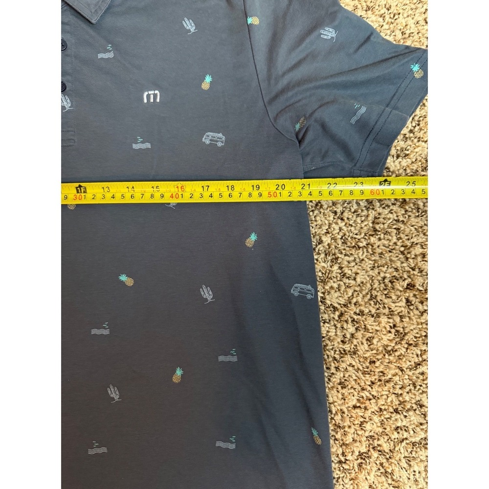 TravisMathew Mens XL Polo Shirt Blue Pineapple Cactus Camper Van Golf Shirt - Picture 4 of 5